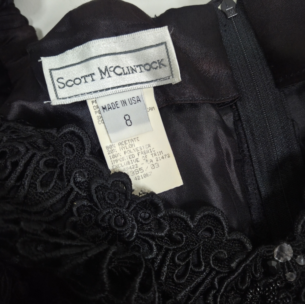Scott McClintock Elegant Black Lace Dress. Long Asymmetric Black Cocktail Dress - Picture 6 of 13